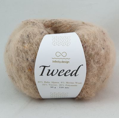 Infinity Design Tweed (3522 пудровый) 40% бэби альпака, 8% мериносовая шерсть, 32% вискоза, 20% полиамид 50 гр/150 м